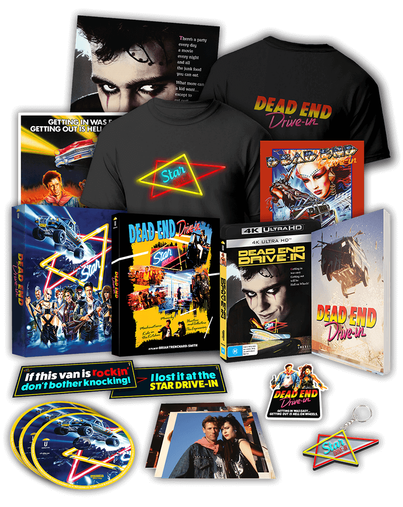 KARBOY Dead End Drive-In Big Collector's Edition (1986) (4K UHD +Blu-Ray +CD +Book +Rigid case +Slipcase +Poster +Artcards +Keychain +Tshirt +Freshener +Stickers)