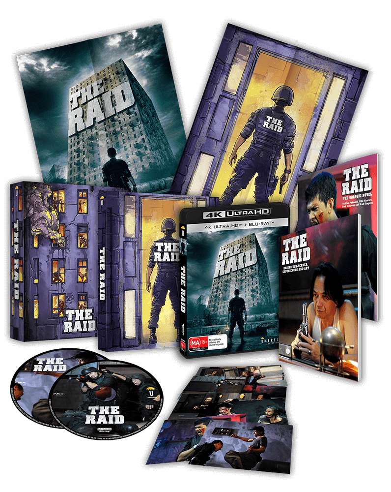 The Raid (2011) Collector's Edition (UHD + Blu-ray +Graphic Novel +Book +Rigid case +Slipcase +Posters +Artcards)
