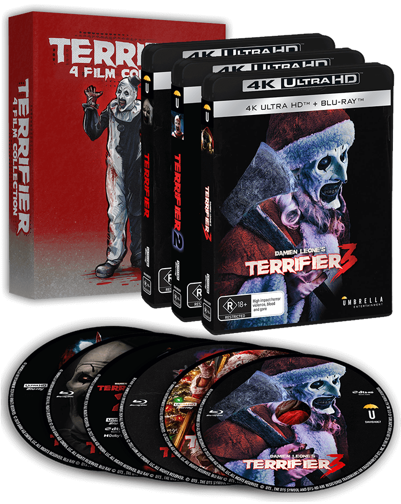 Terrifier Boxset (2016,2022,2024) 4K & Blu-ray