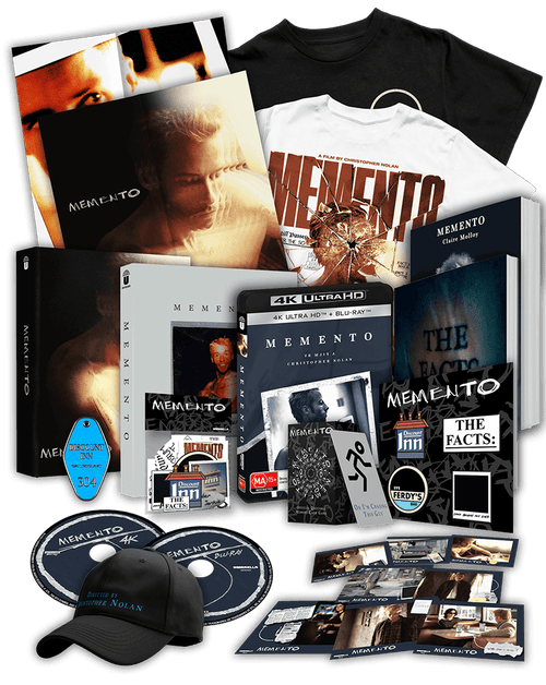 KEEPSAKES: Christopher Nolan's Memento 25th Anniversary (2000) 4K & Blu-ray Collector's Editions (+All Merch)