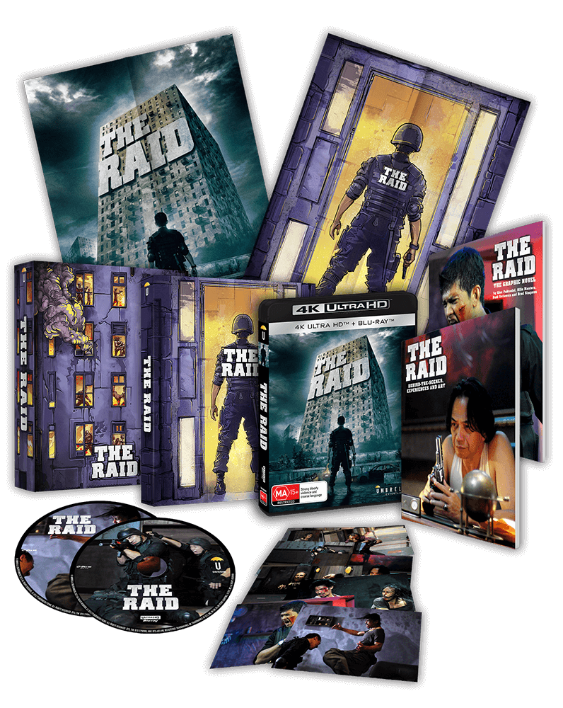 The Raid (2011) Collector's Edition  (UHD + Blu-ray +Graphic Novel +Book +Rigid case +Slipcase +Posters +Artcards)