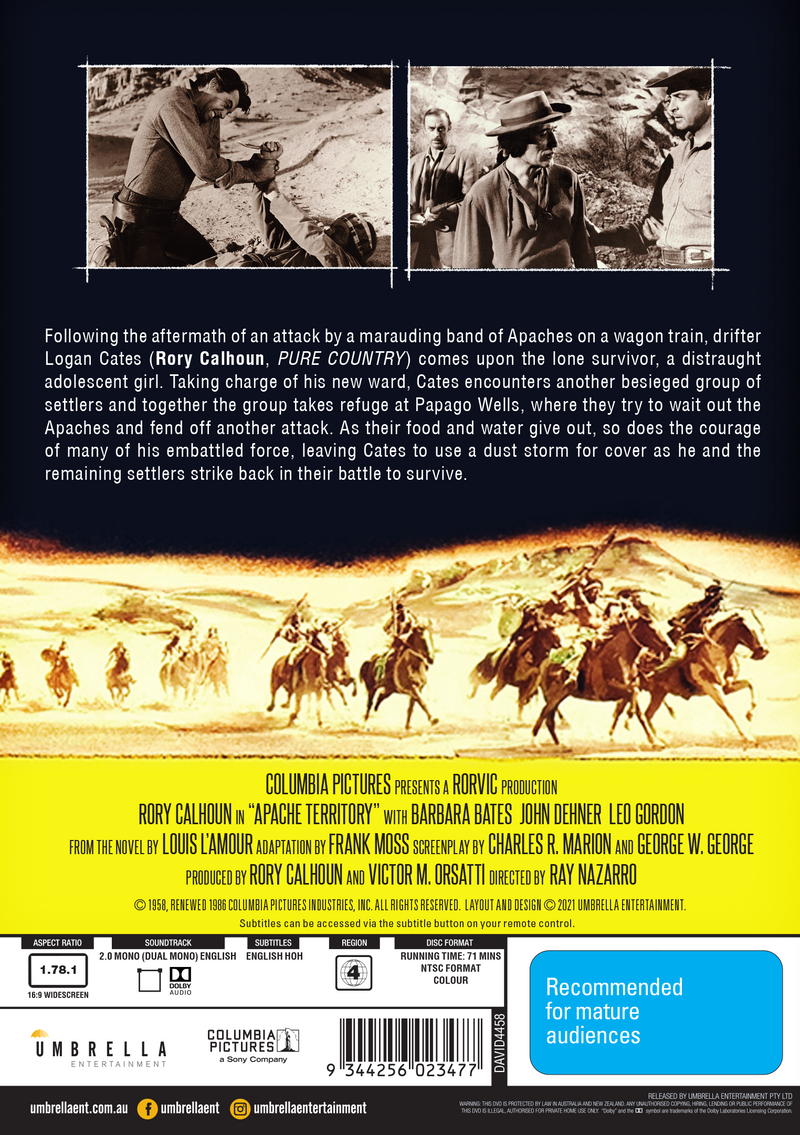 Apache Territory (1958) (Six Shooter Classics) DVD