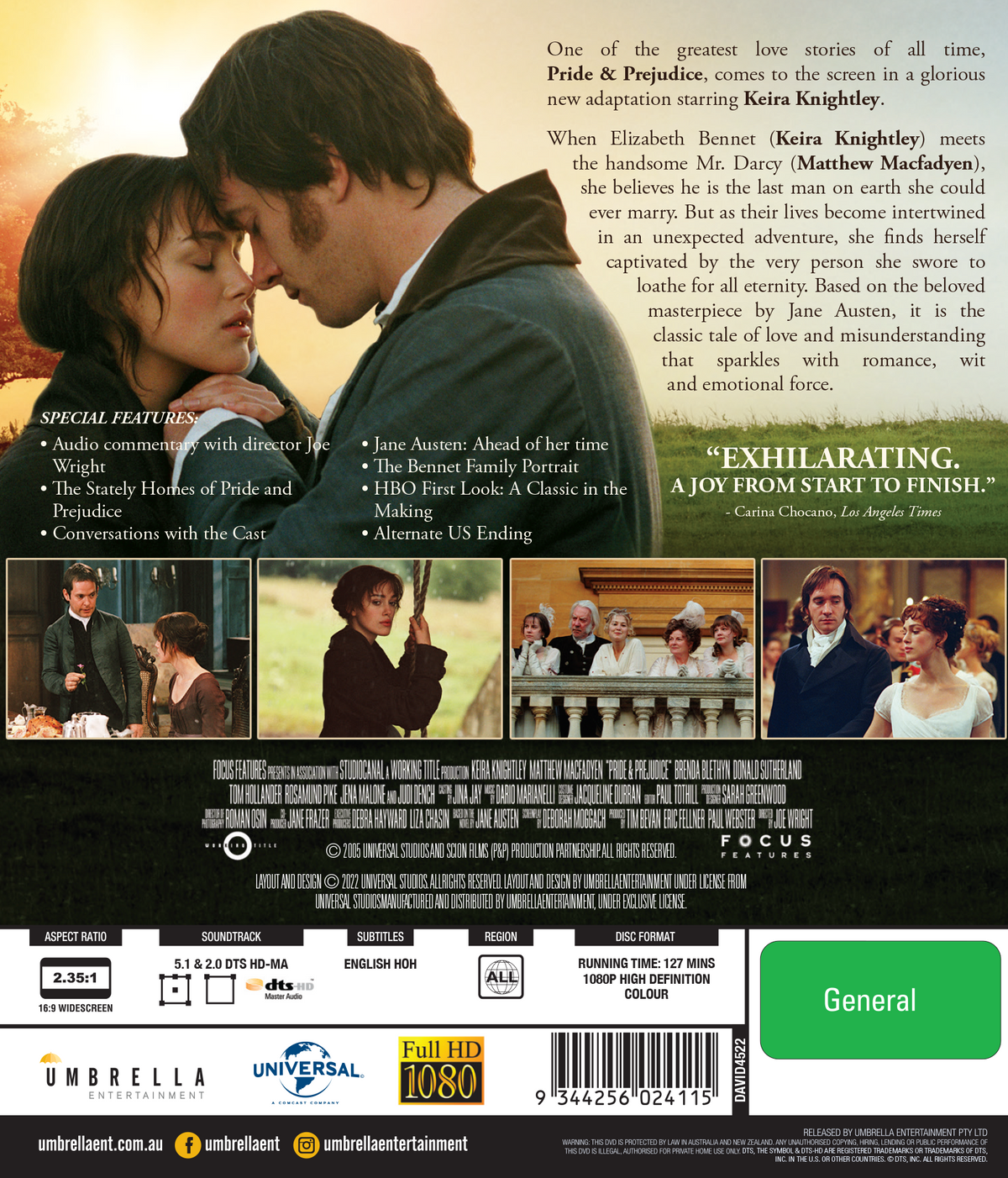 Pride Prejudice 2005 Blu Ray