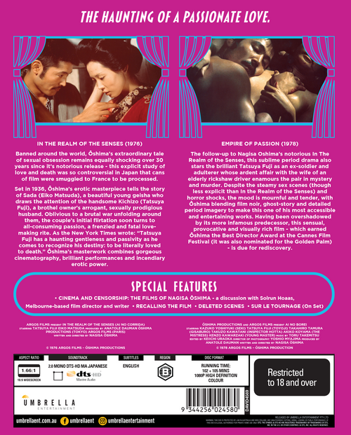 In The Realm Of The Senses (1976) & Empire Of Passion (1978) (Sensual Sinema #3) Blu-Ray