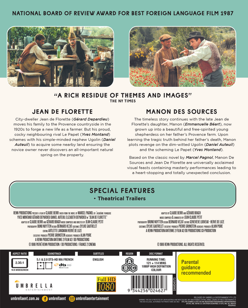 Jean De Florette (1986) & Manon Des Sources (1986) (World Cinema #7) Blu-Ray
