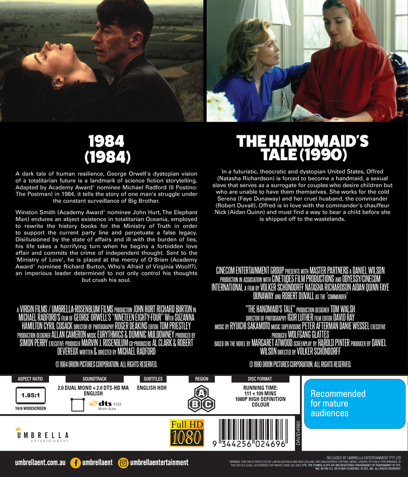 1984 (1984) & The Handmaid's Tale (1990) (Worlds Gone Wild Double Feature