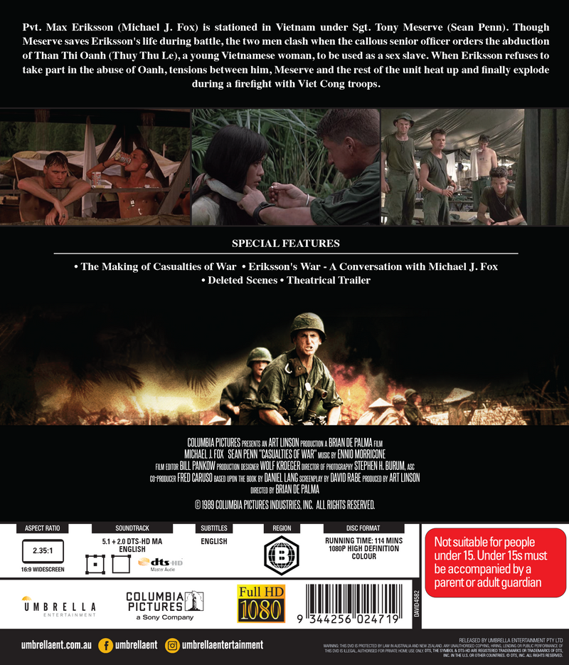 Casualties Of War (1989) (Extended Edition) Blu-Ray