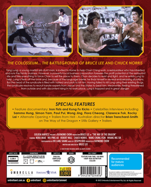 The Way Of The Dragon (1972) (Films Of Fury #3) Blu-Ray & Collector's Card