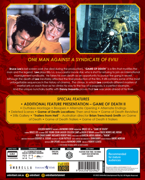 Game Of Death (Films Of Fury #4) (1978) Blu-Ray & Collector's Card